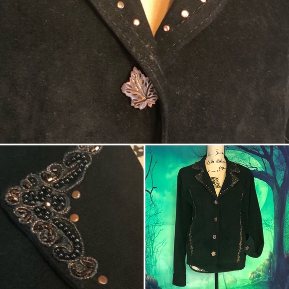 monique sport Jackets & Blazers - Monique Sport sz L autumn leaf jacket embellished